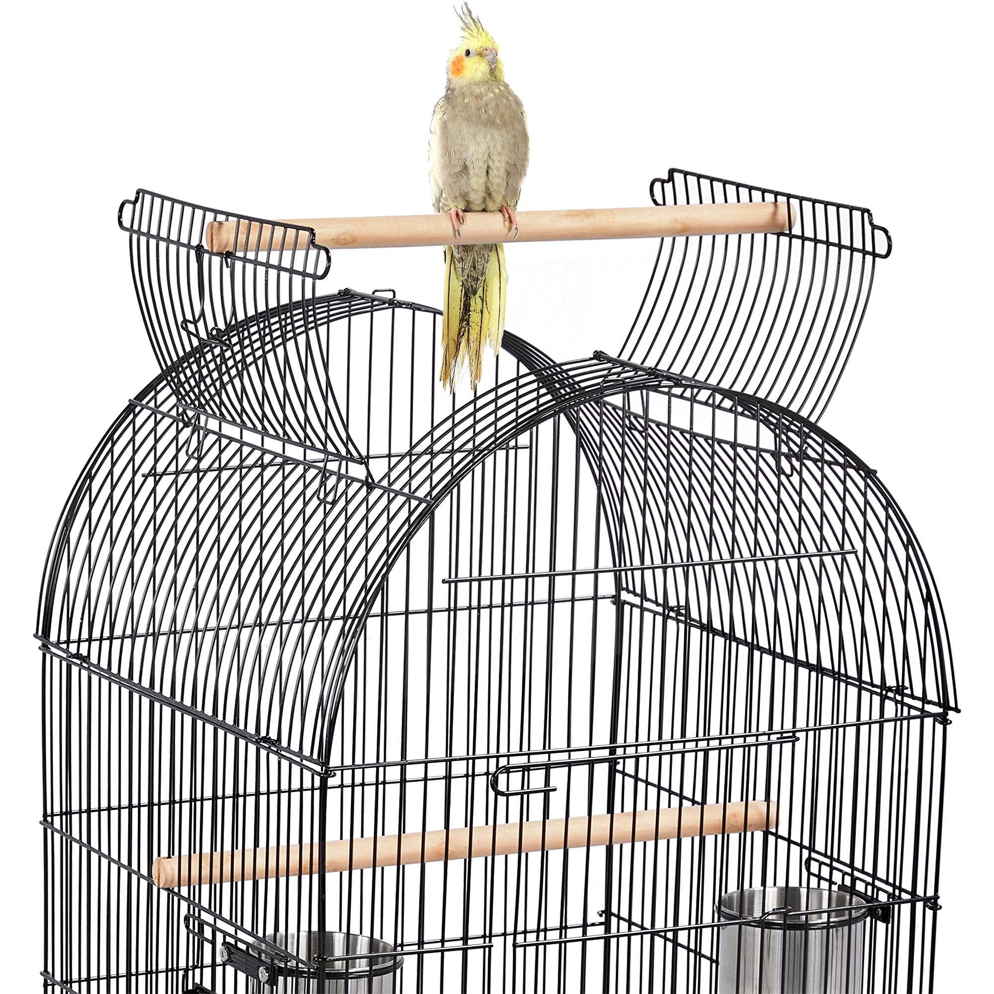 Yaheetech Jaula de Pájaros Jaula con Ruedas Jaula para Loros Canarios Jaula con Perchas para Pájaros 59 x 59 x 150 cm - Metal - Negro