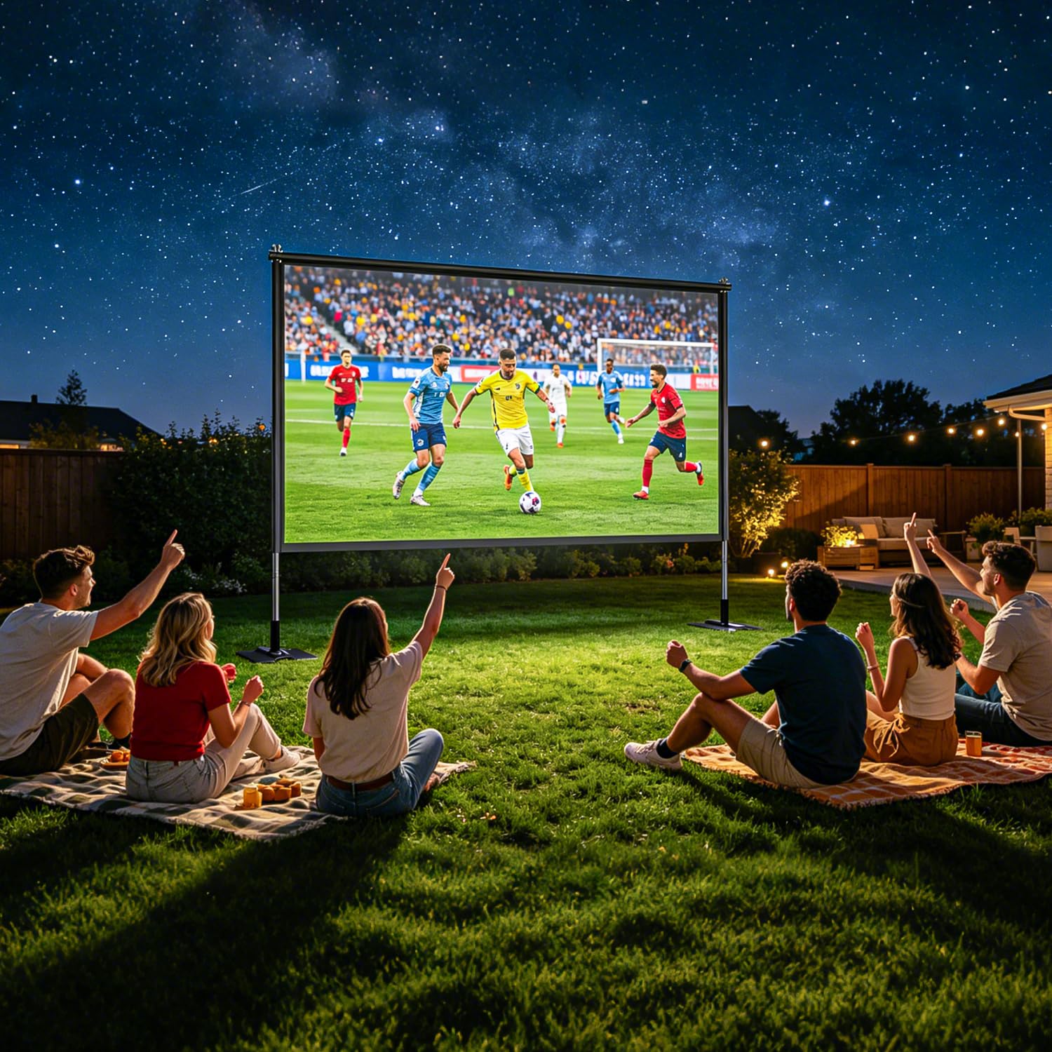 120Beamer Leinwand mit Stativ, rutschfest Projektorleinwand mit Tragetasche | 16:9 Full HD Faltbarer Beamer Leinwand, Projektion Leinwand mit Stand ür Heimkino, Büro und Camping