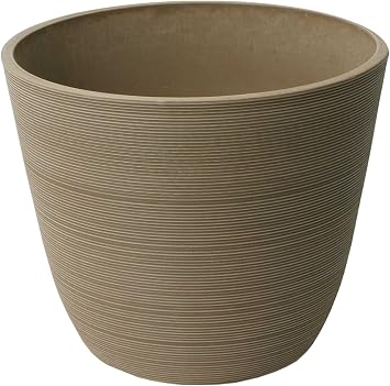 Algreen Valencia | 14" Grooved Curve Planter | Taupe