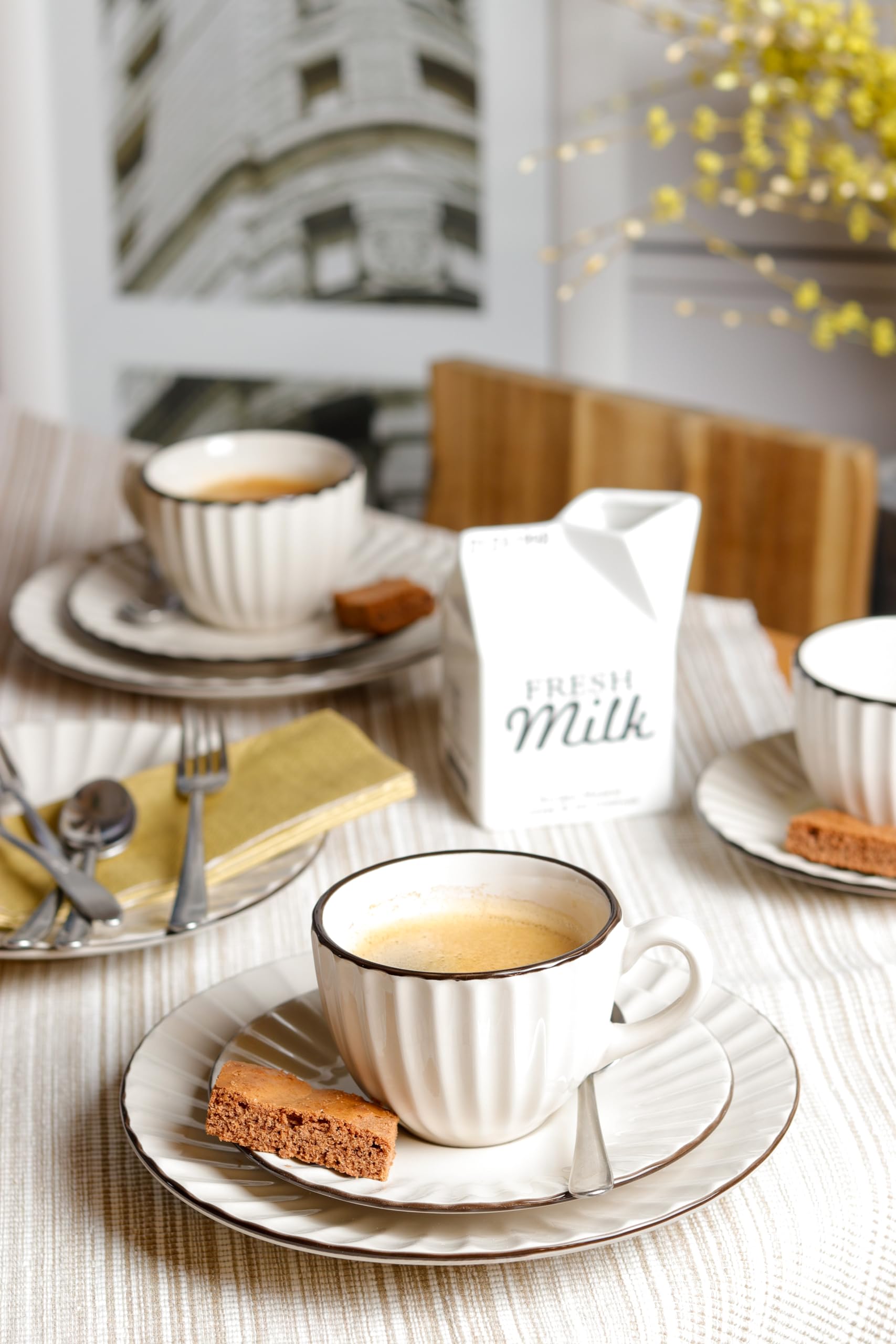 MÄSER Service à café, grès Osita, blanc crème