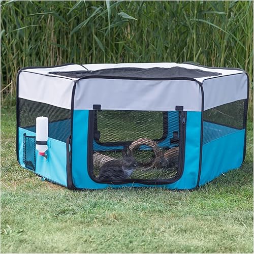 Vista 8 de TRIXIE Corral móvil de lados suaves para animales pequeños, plegable y portátil, ideal para perros, conejos, gatos, tamaño mediano