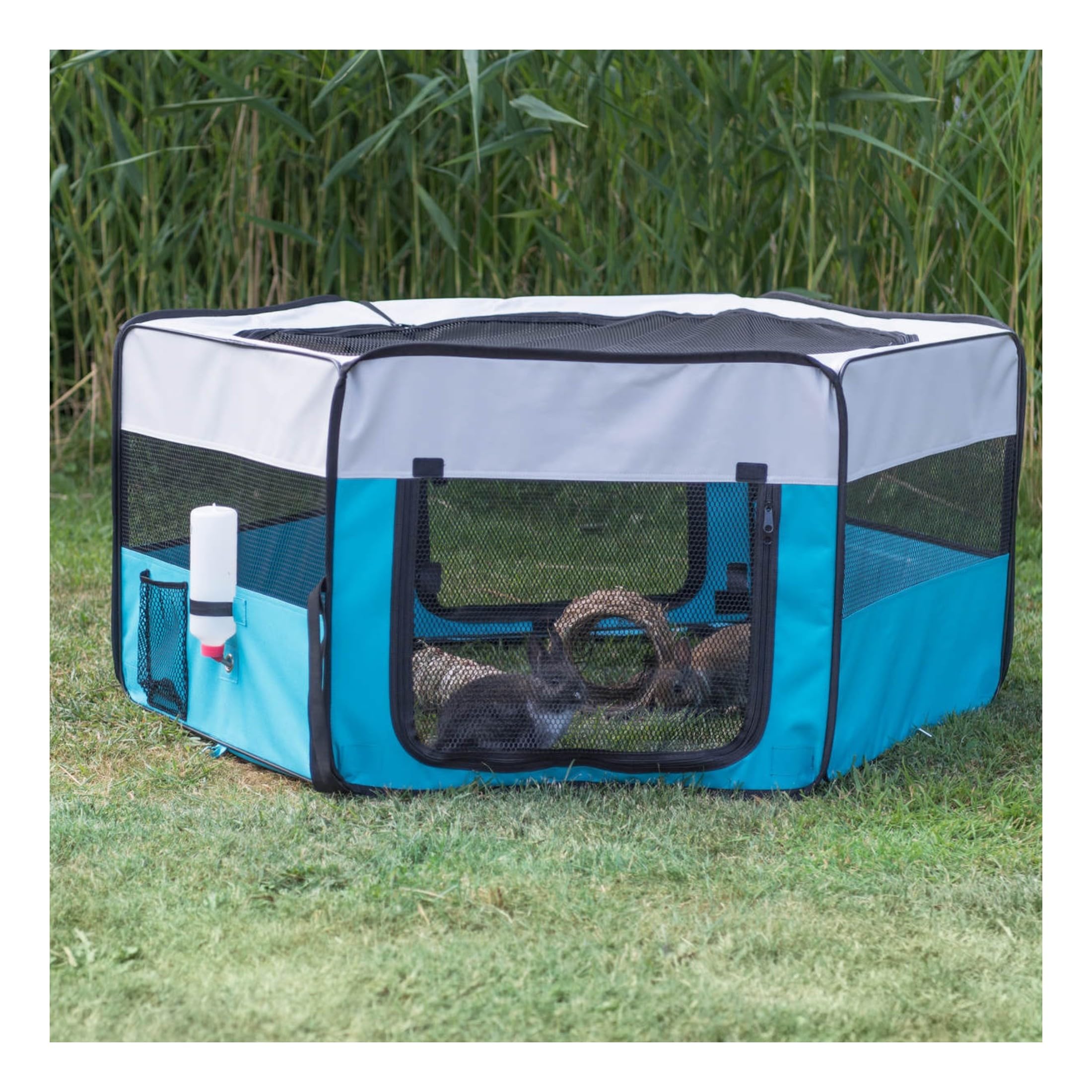 Trixie 64054 Freilauf für Kaninchen und Welpen, ø 130 × 55 cm, blau/grau