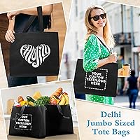 Vista 2 de DISCOUNT PROMOS Juego de 10/50/100 bolsas personalizadas de tamaño gigante, paquete a granel personalizado, bolsas de comestibles reutilizables