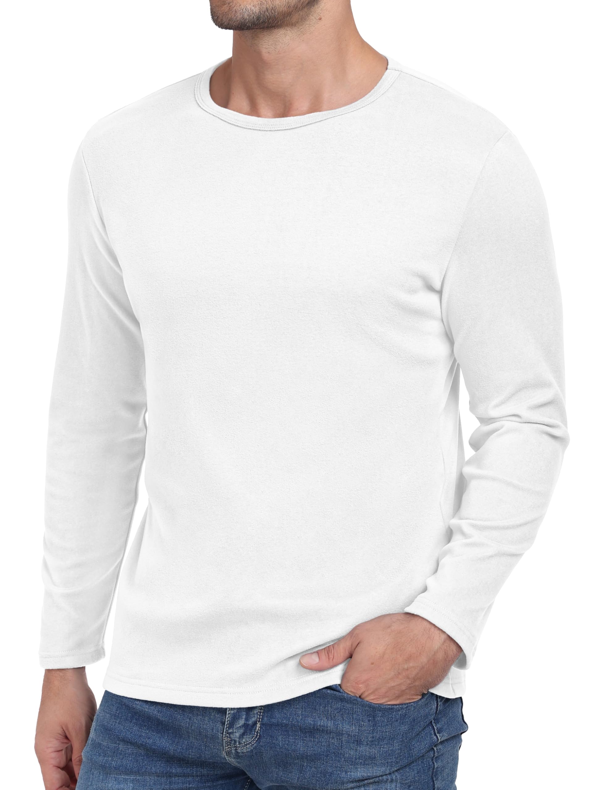 HisirMens Long Sleeve Tops UK Thermal Basic Crew Neck T-Shirt Tee Tops