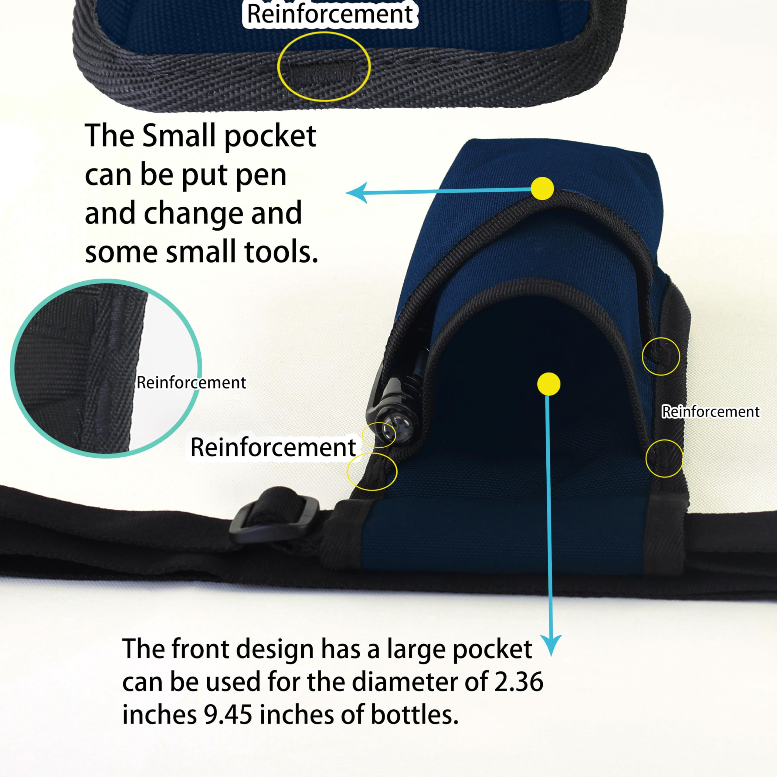 YOURUIMEI Professional Massage Therapist Holster with Adjustable Belt, Massage Bottle Bag, Massage Lotion Holster,Massage Oil Holster,Dark Blue(XJ-1KD)