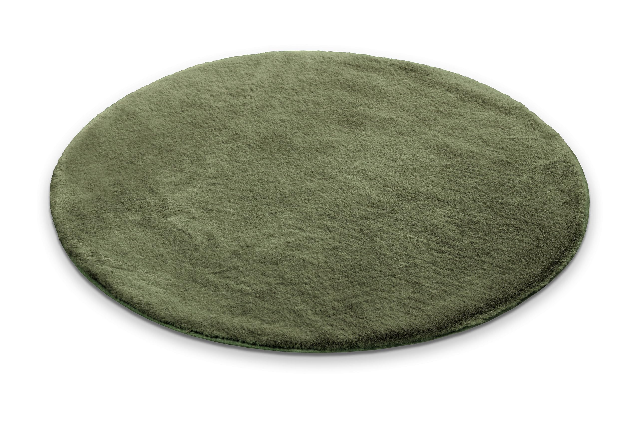 WECONhome Basics Emil getufteter Badteppich, 80 cm rund, Oliv grün | eleganter Badteppich, rutschfest, waschbar und super weich, Ideal für ein modernes Bad
