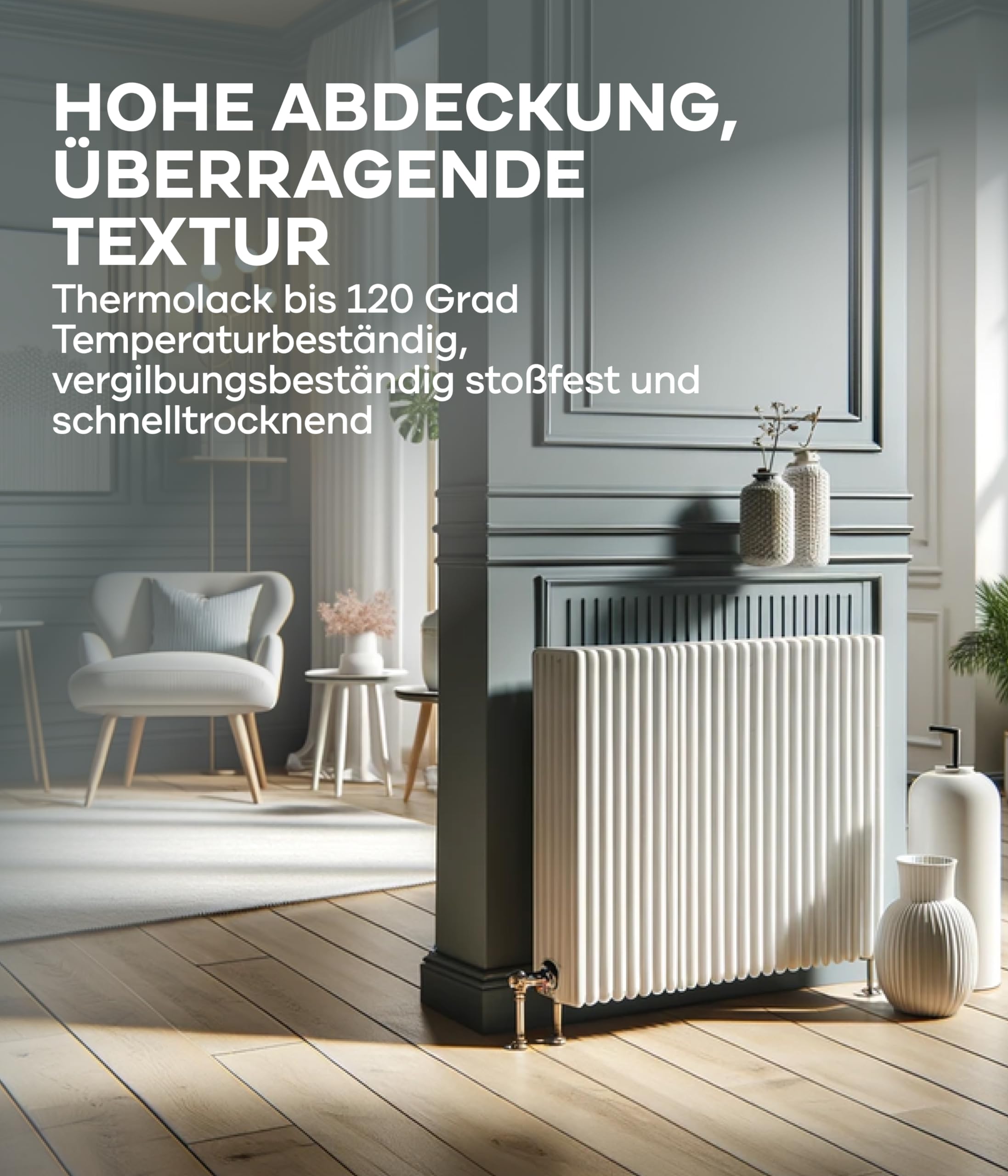 Plid Heizkörperlack Weiß Glänzend 1,5 l – Thermolack Wasserbasiert