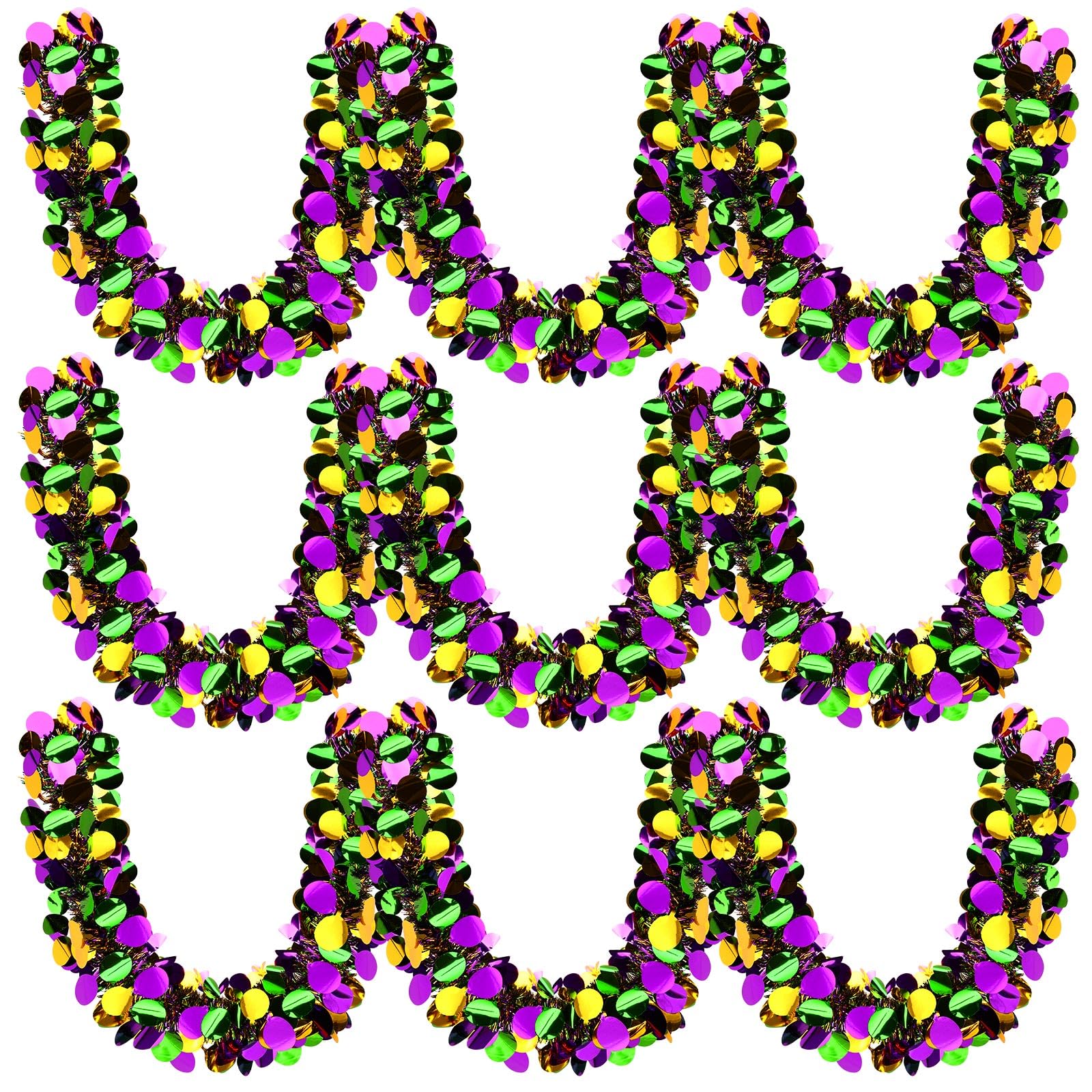MARFOREVER Mardi Gras Tinsel Garland Party Tree Decorations 3 Pcs 19.7 FT