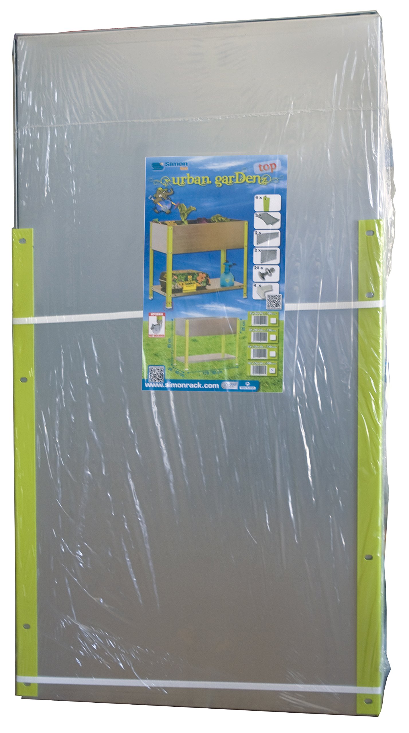 SimonRack Huerto Urbano Terraza Exterior, Agujeros Drenaje, Capacidad 200 L, Medidas 850x1200x600 mm, Huerto Metálico, Verde/Galvanizado -Simon Garden