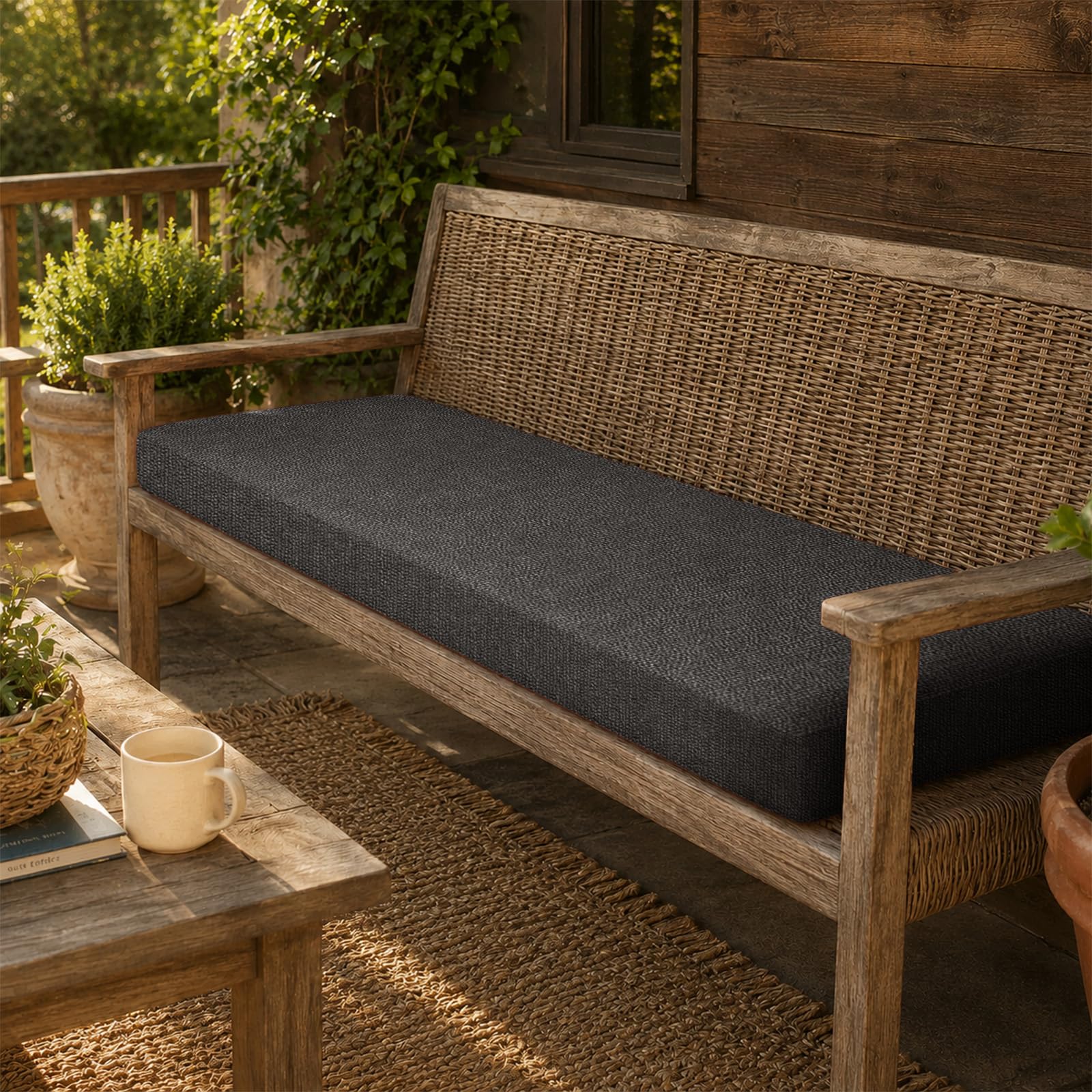 Chenille fabric Window Seat Cushion 2/3/4 Seater Bench Cushion 90x50x5cm
