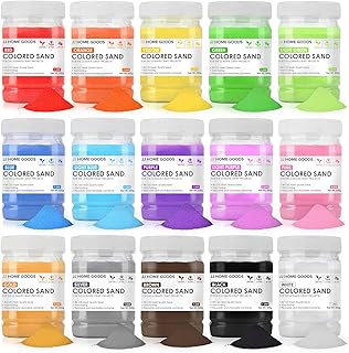 JJ Home Goods Sand Art, 16.5 lbs. [15 Bottles] Non-Toxic Colored Sand for Crafts, Color Splash Sand Art Kit for Kids 3 Years Above, Colored Sand for Sand Art Sand Play, Sandbox, Wedding Decorations