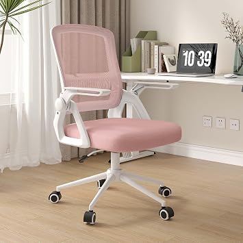 naspaluro Ergonomic Office Desk Chair, Height Adjustable Executive Work Computer Chairs with Padded Seat Cushion, Swivel Mesh Chair with 90  Flip-up Armrest & Lumbar Support for Home/Office