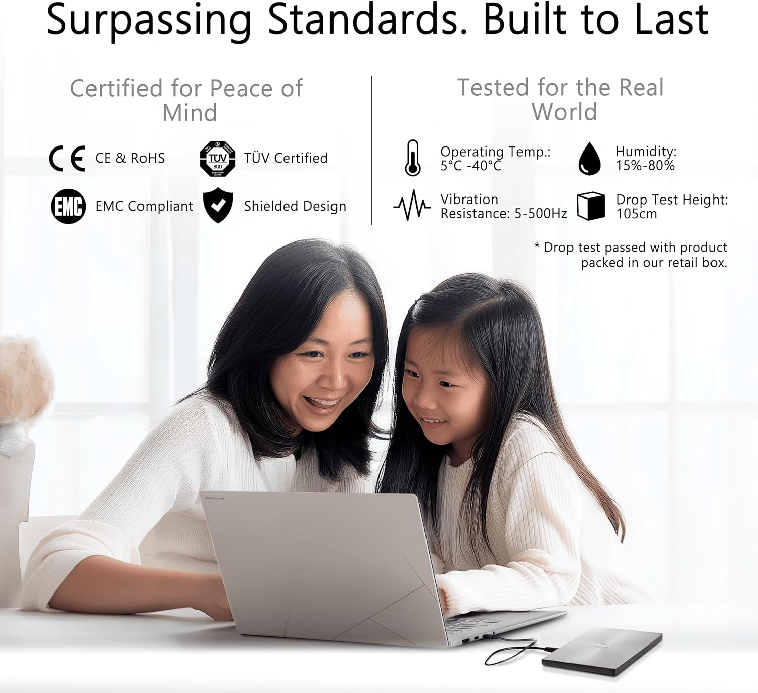 ASUS ZenDrive U3M - Ultra-Slim External DVD Writer, USB 3.2 Gen2x1 Type-C Interface, Compatible with Windows 11 and macOS, M-DISC Support, Comprehensive Backup Solutions Included