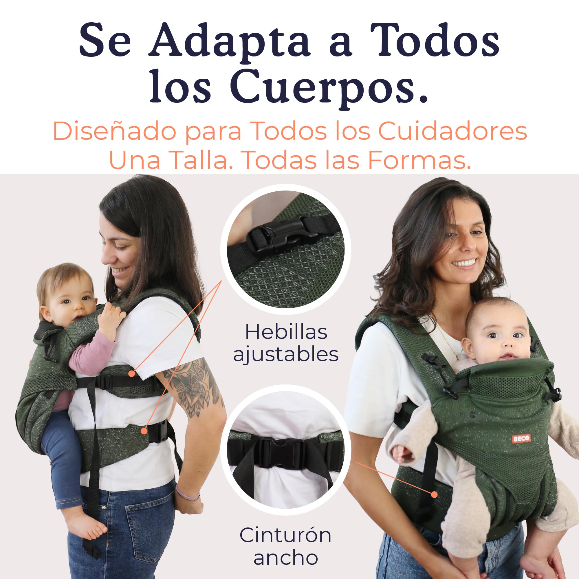 Beco Ventura Portabebés Ergonómico de 0 a 36 Meses, Verde (3,2-20 kg)