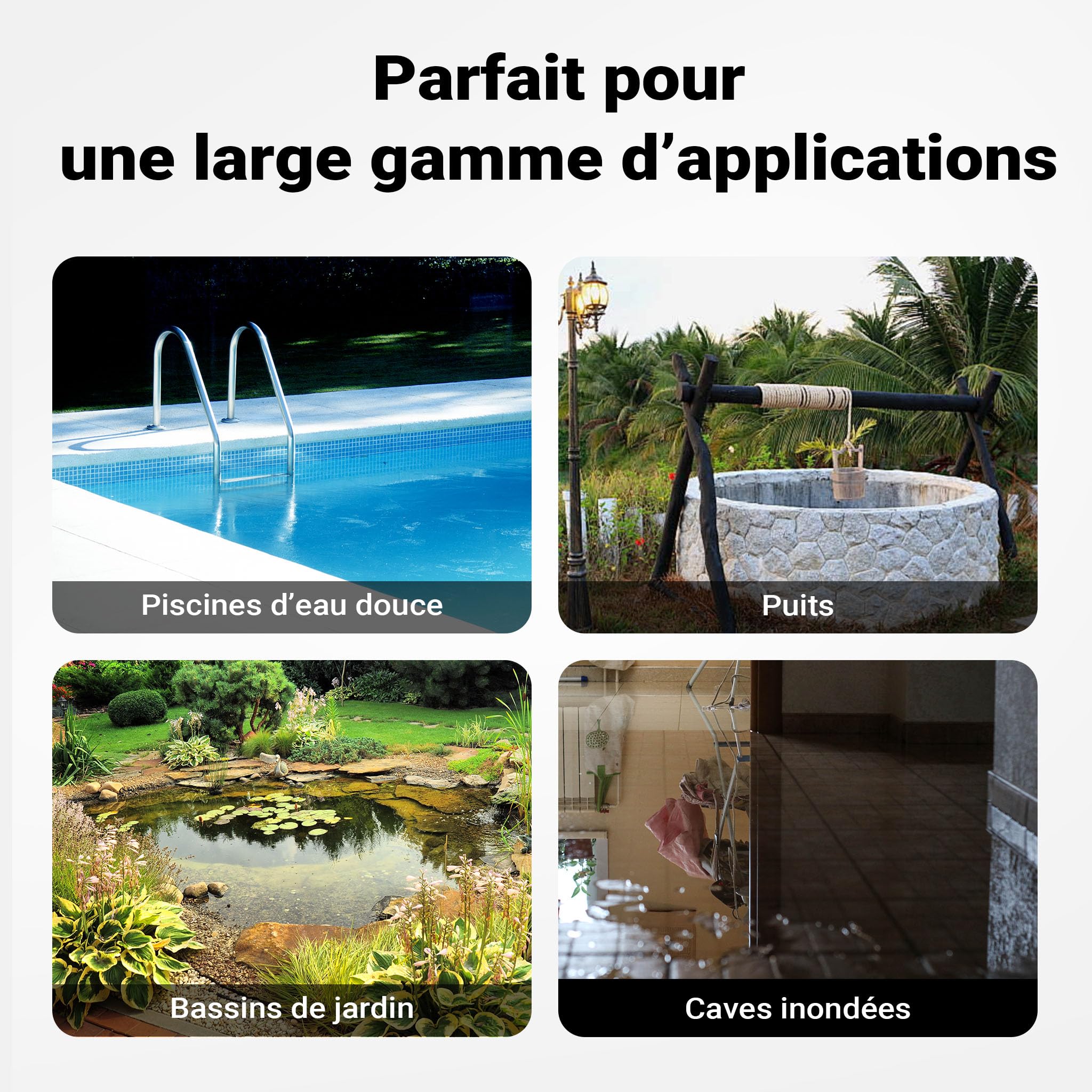 Wiltec Pompe pour Eaux usées Bleue 250W Pompe submersible 0,55 bar Débit 6000 l/h avec Câble 10m Hauteur de refoulement 5,5 m Particules jusqu'à Ø5mm Évacuation Drainage Chantier