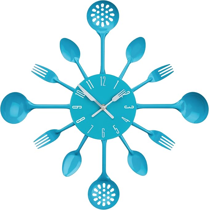 Premier Housewares Blue Wall Clock Kitchen Themed Kitchen Clocks Wall