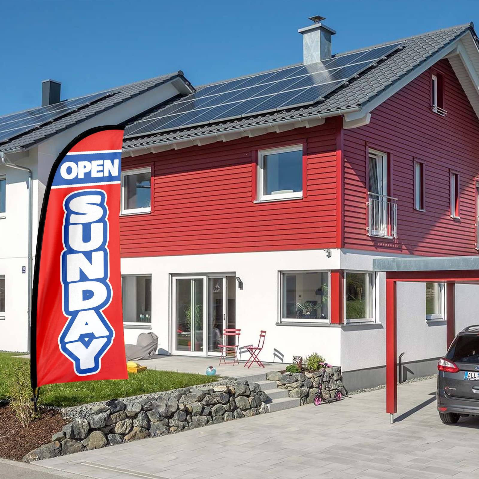 Drapeau Swooper ouvert sur le thème du dimanche ouvert, 2,1 m, bannière de plumes pour vente en magasin