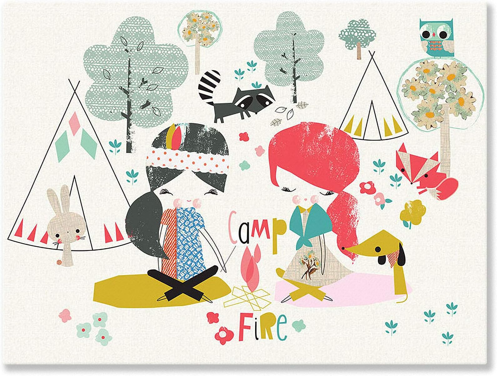 Oopsy Daisy Campfire Friends Canvas Wall Art, 24x18, Multi