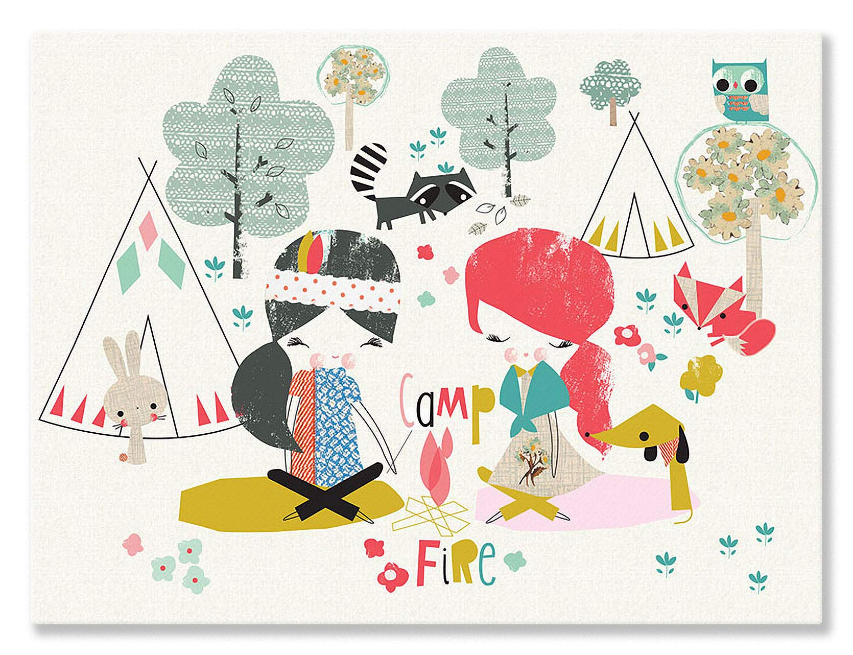 Oopsy Daisy Campfire Friends Canvas Wall Art, 24x18, Multi