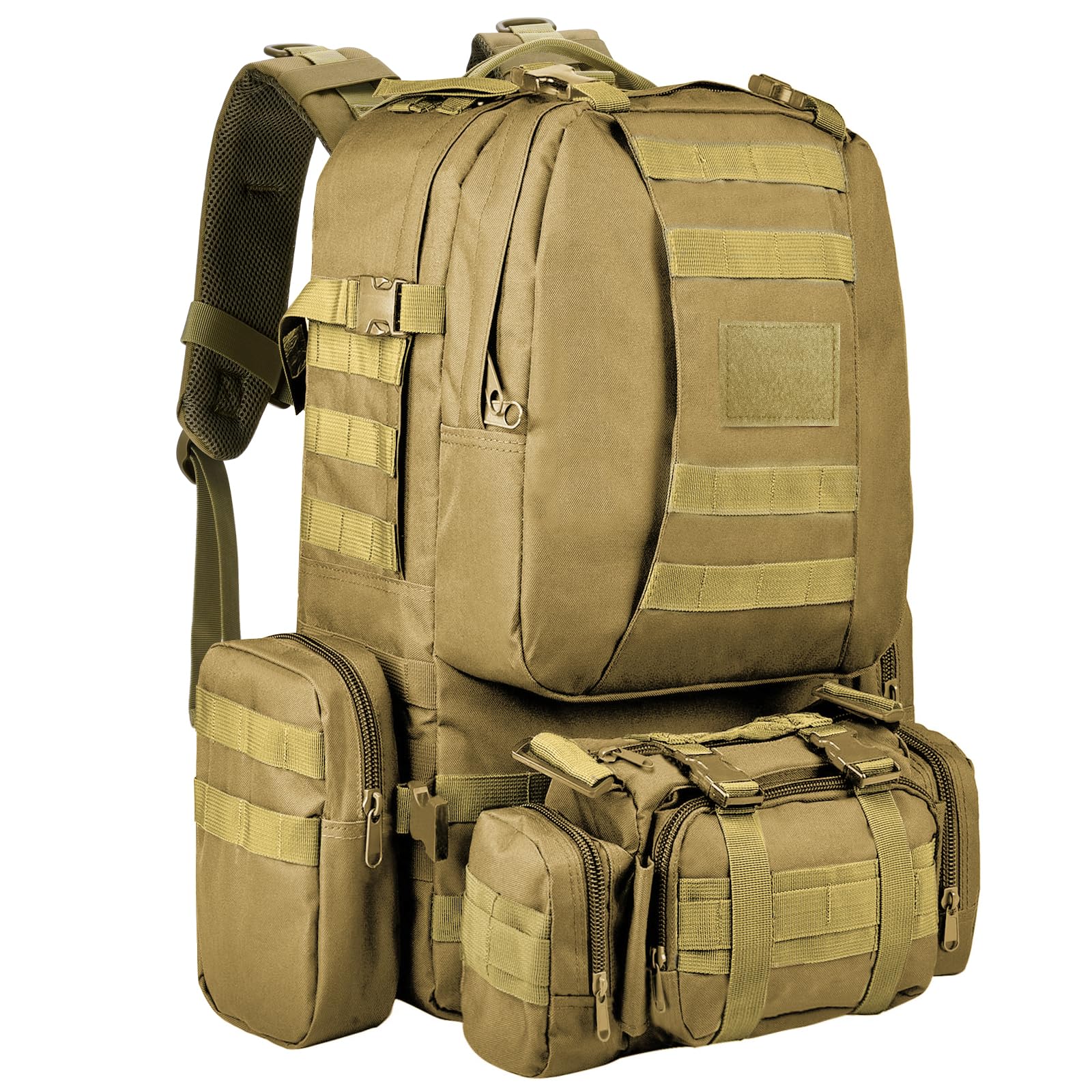 Wiserset Zaino tattico, 60 l, zaino militare, grande sopravvivenza Molle, zaino da giorno per uomo e donna, borsa rimovibile per esterni