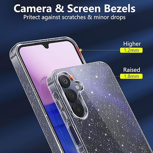 Miniatura 2 de KSWOUS Funda con purpurina para Samsung Galaxy A15 5G de 6.5 pulgadas, con protector de pantalla 2 unidades, bonita funda protectora transparente