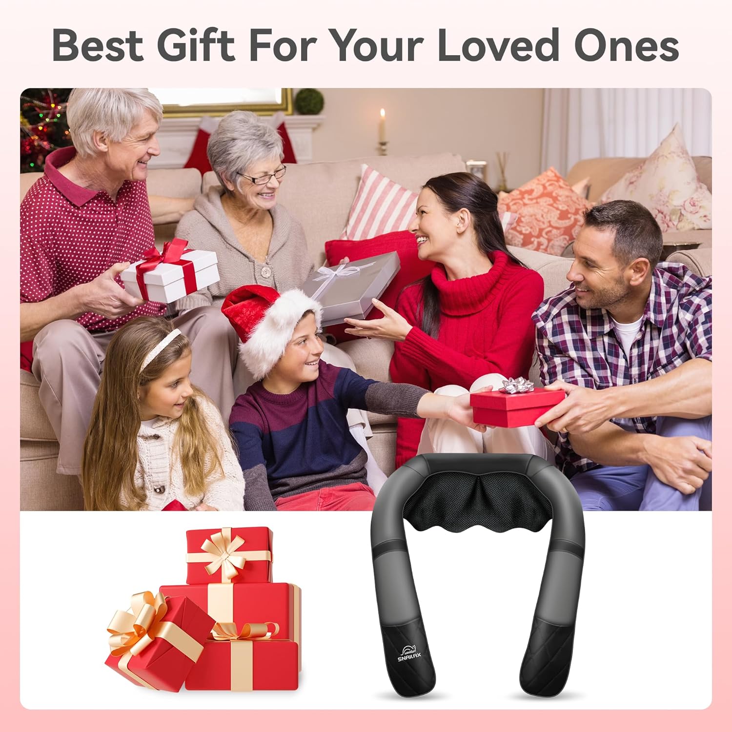 Snailax Rechargeable Neck Massager with Heat, Shiatsu Back and Neck Massager, Cordless Portable Deep Kneading Shoulder Massage Pillow, Gifts for Dad Mom - Image 7