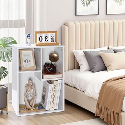 Miniatura 2 de VECELO Estantería pequeña de 3 cubos, bibliotecas modernas con estantes de hasta 12.8 pulgadas, apto para libros de texto de tamaño común, vertical