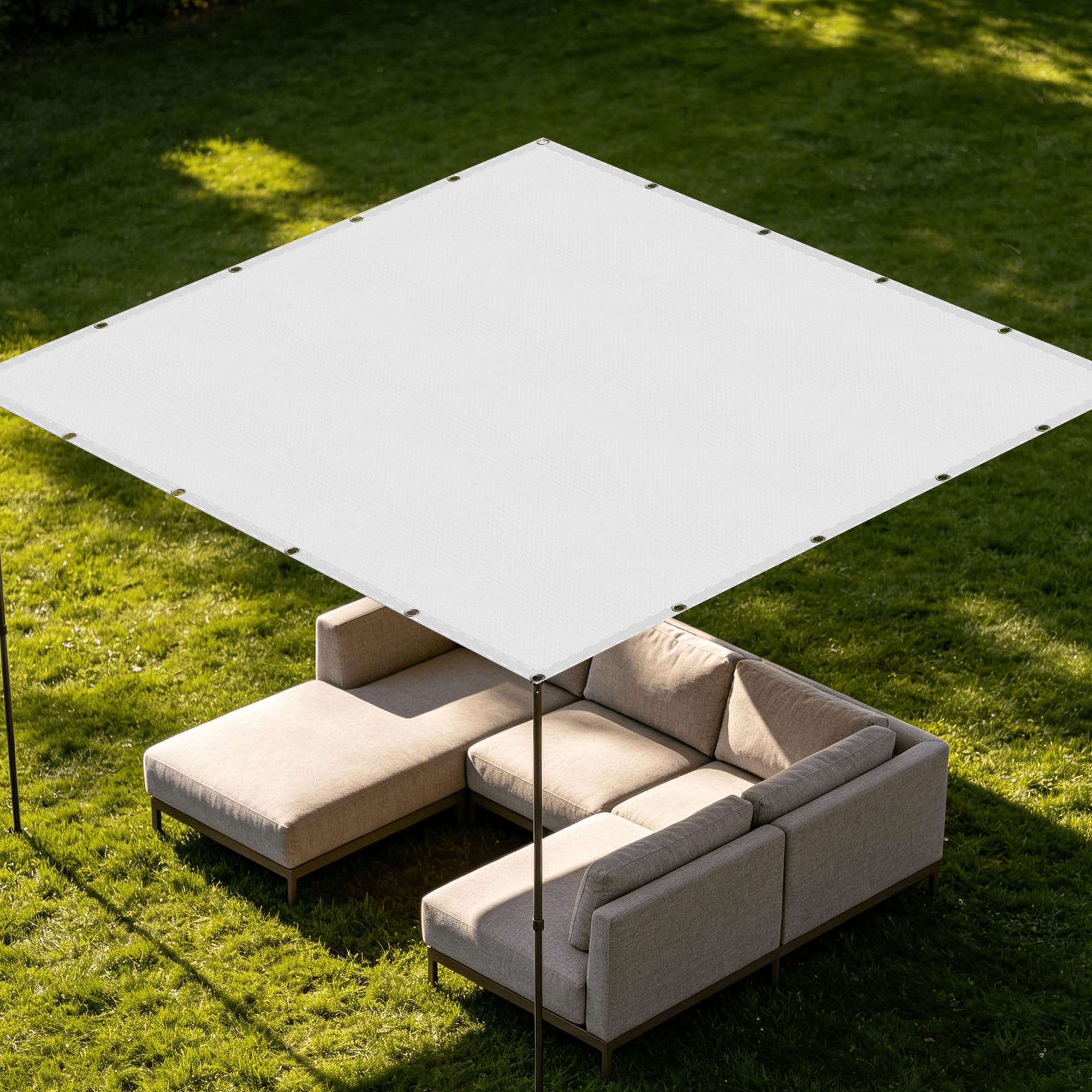 Voile de soleil contre le vent blanc 2.4x4m toile résistante extérieur