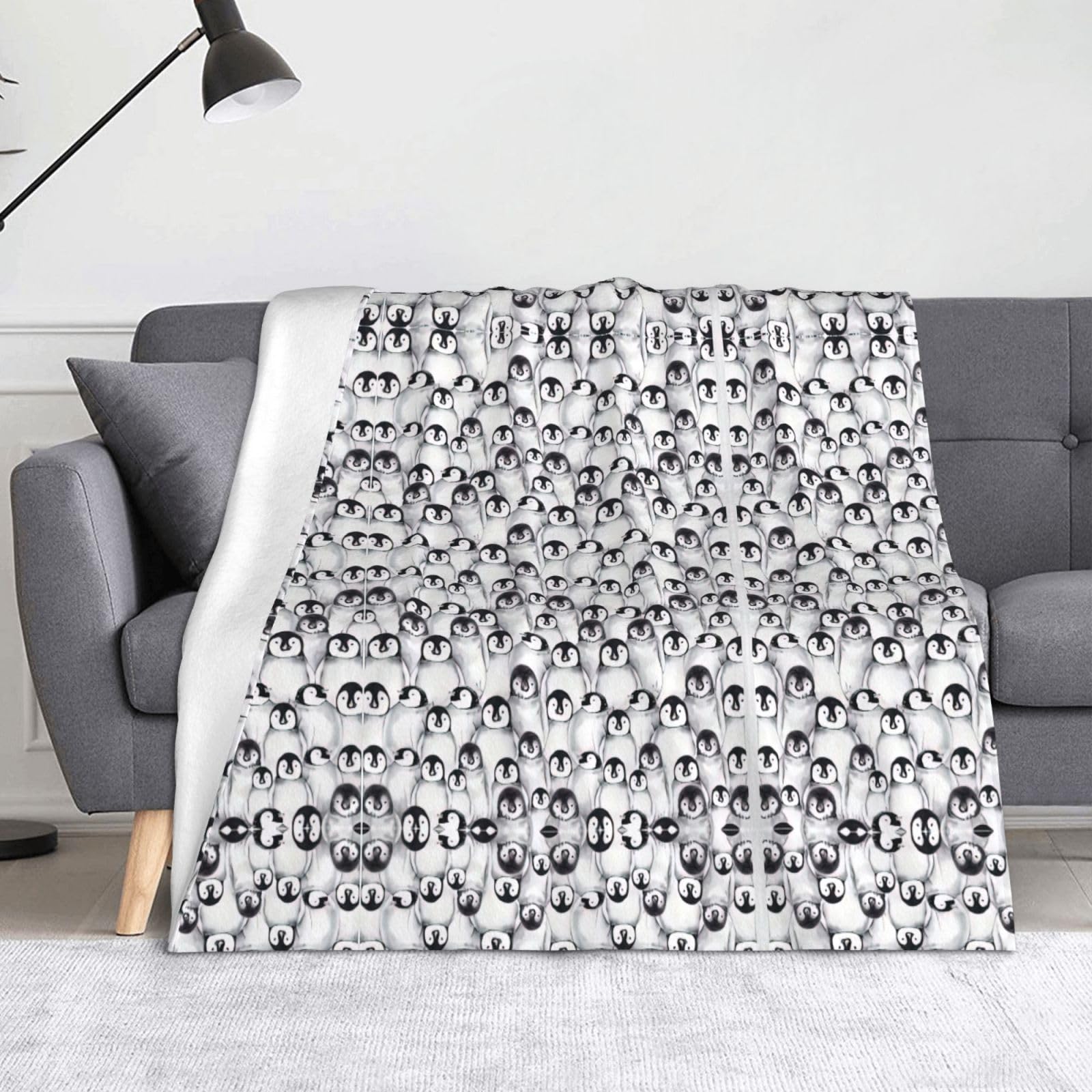 Couverture en peluche confortable pingouins plaid d'Halloween doux pour enfants