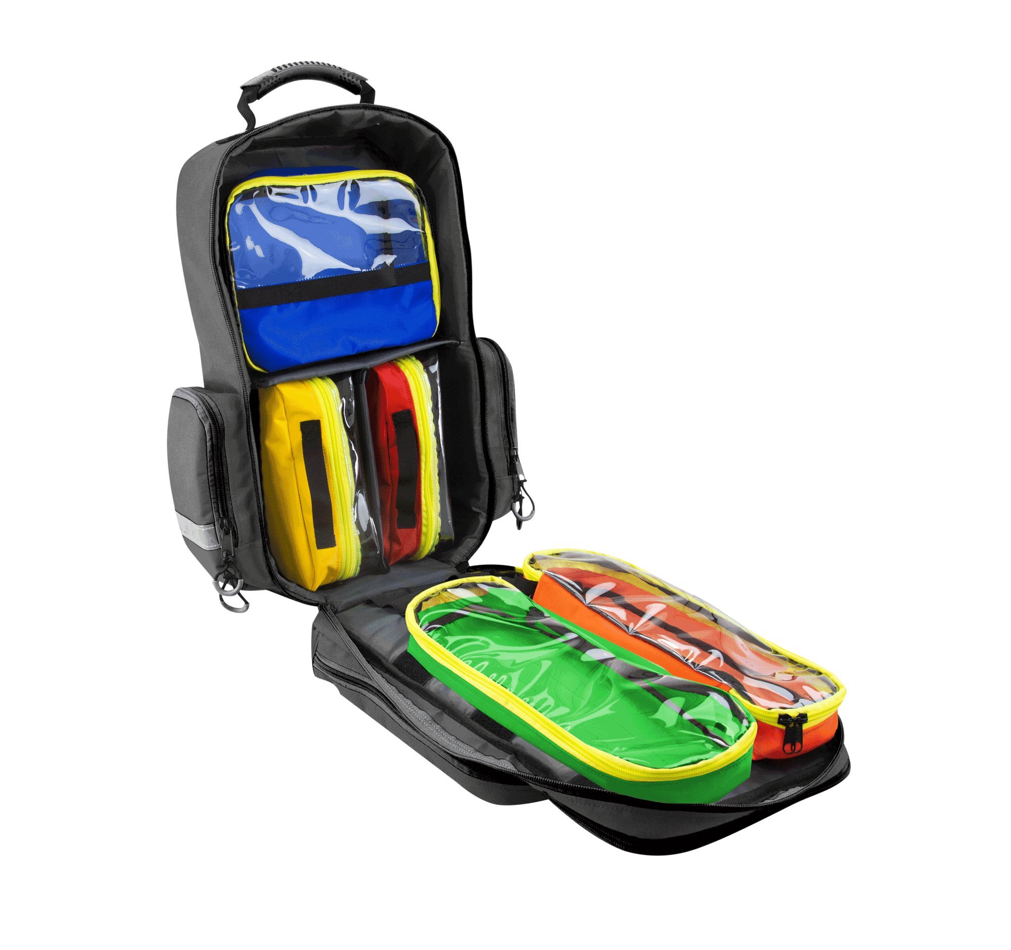 Pro1R PL1C Schwarz - Notfallrucksack leer 23L, Rettungsrucksack & Rettungsdienstrucksack, 5 Modultaschen, Erste Hilfe Rucksack/Notfalltasche, Rettungstasche, Sanitäter Rucksack, Camping