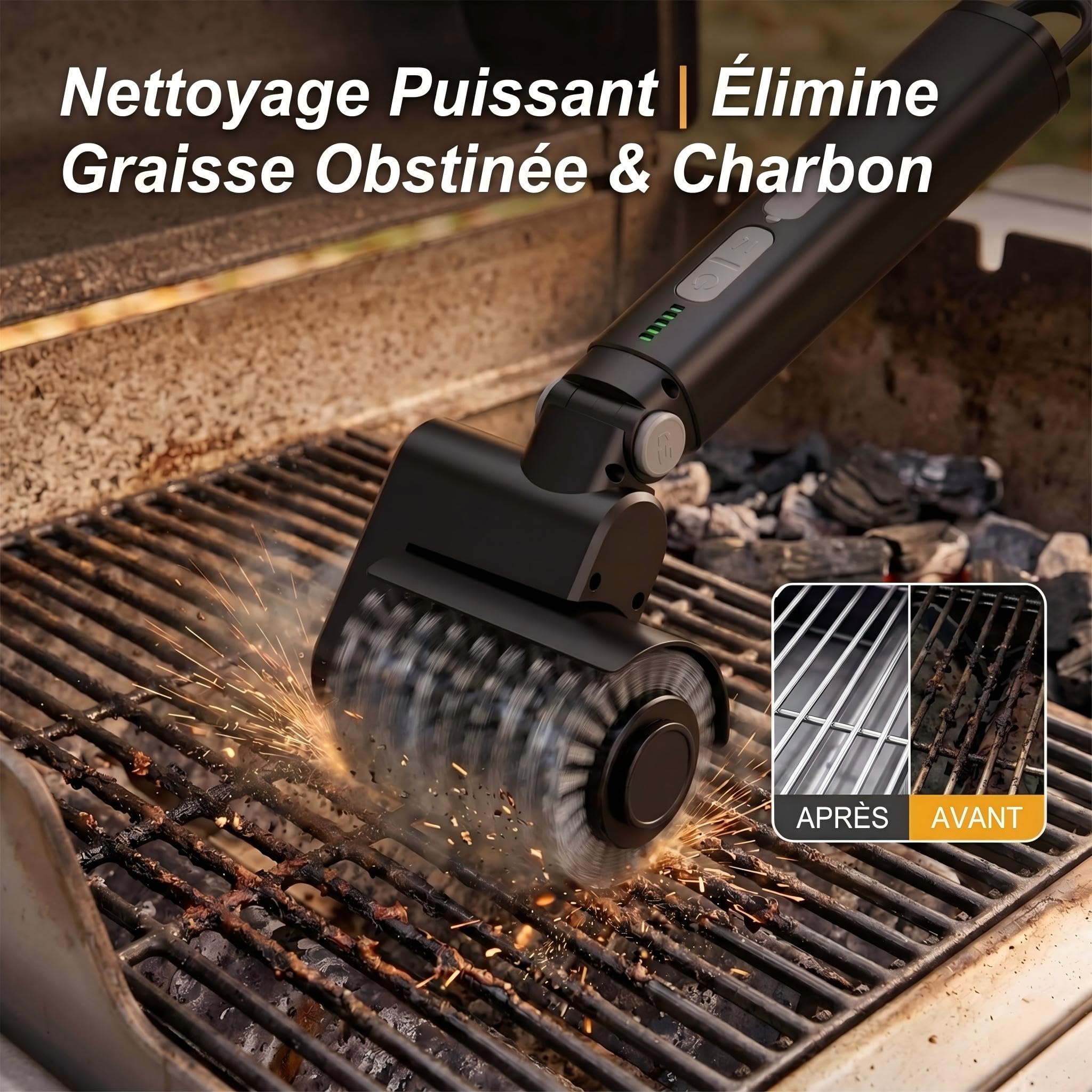 Têtes de Rechange pour Brosse de Barbecue électrique – Comprend Une tête de Brosse métallique en Acier Inoxydable, Un Tampon de Polissage et Un Tampon à récurer – Compatible avec Le modèle LZ-8054A