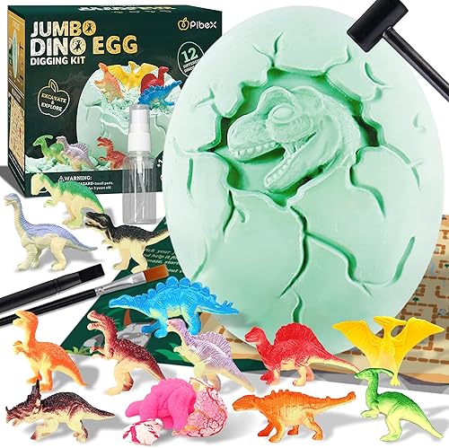 Kit de excavación de huevos de dinosaurio gigante, juego de excavación de huevos de dinosaurio, desenterrar y descubrir más de 12 dinosaurios