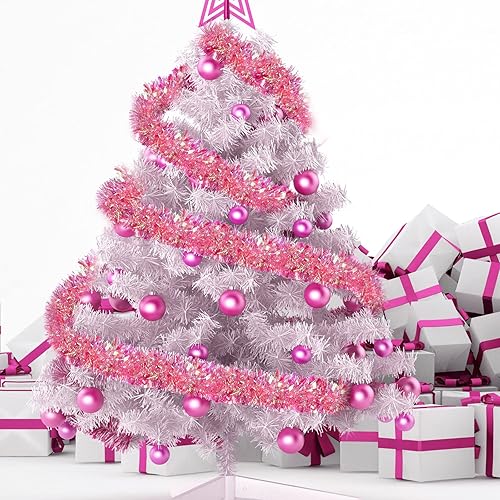 Miniatura 9 de Dilunave Guirnalda metálica de oropel de 40 pies para Halloween, decoración de árbol de Navidad, boda, cumpleaños y fiesta (rojo, verde, dorado)