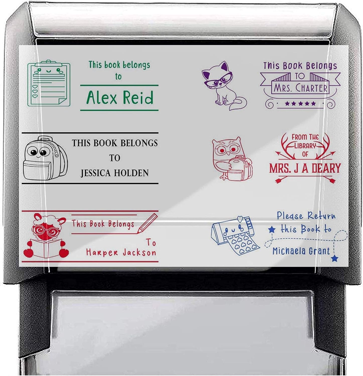 Pick Your Image! This Book Belongs to Book Stamp Custom Self Inking Personalized School Large 3 Line Stamper Please Return to Great for Teachers Library Black Red Blue Ink Read It Love It Return It