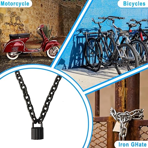 Miniatura 6 de Cerradura de cadena de seguridad, 43 pulgadas, resistente de 0.315 in, acero al manganeso G80, cadena antioxidante y antirrobo y candado  Cerradura