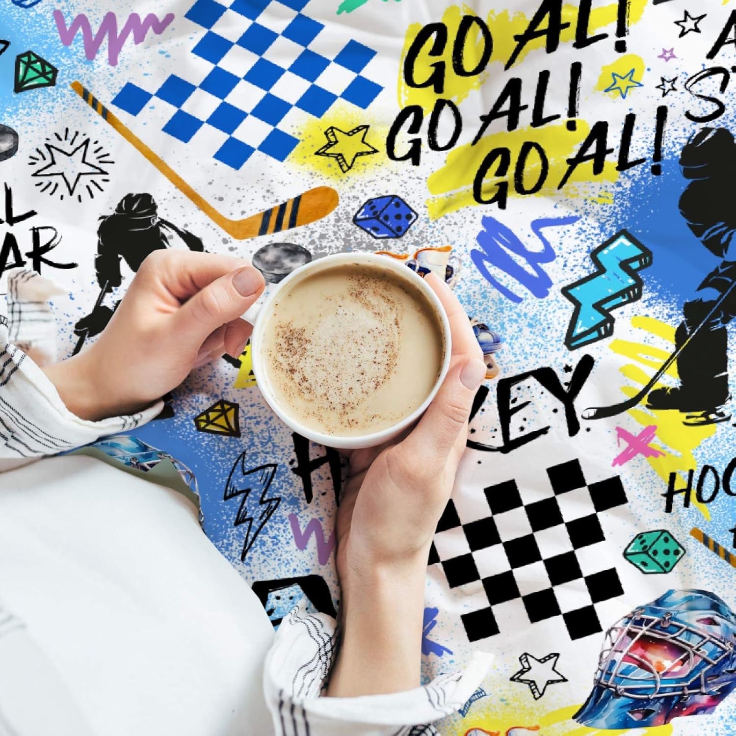 Hockey Blanket, Hockey Gift for Boy Men Girl Teens Hockey Throw Warm Cozy Soft Plush Lightweight Bedding 50""x60"" for Teens for Sofa,Bed and Living Room