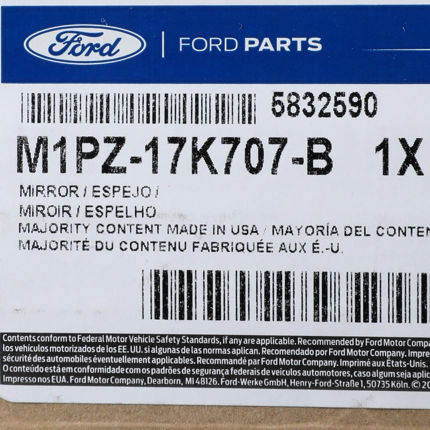 Ford 2021-2023 Bronco Sport Maverick RH Passenger Outer Mirror Glass with BlindSpot and Heated Features M1PZ-17K707-B