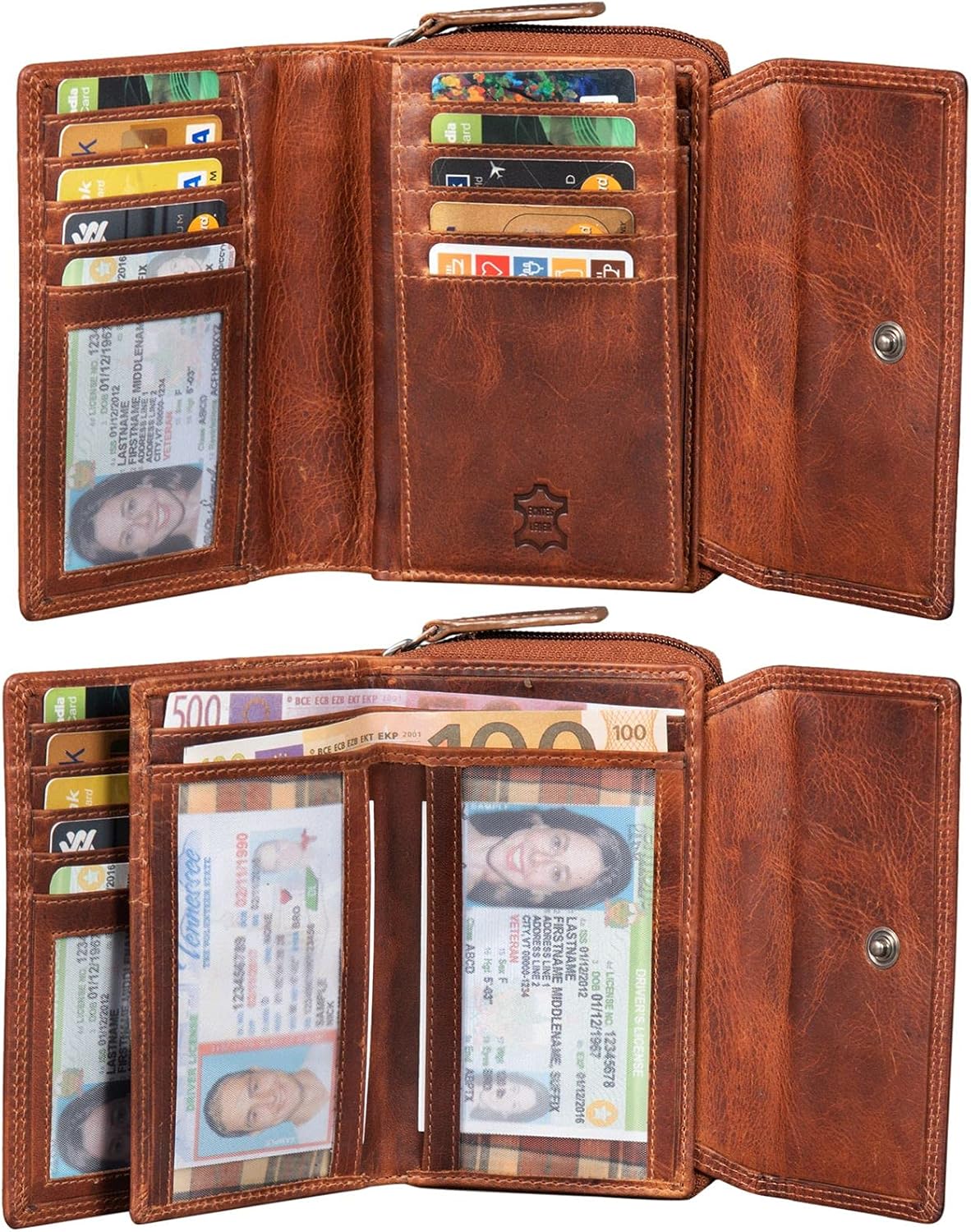 STILORD "Thea Women's Purse Leather RFID Wallet Large Vintage with NFC Protection Genuine Leather Wallets with Zipper in Gift Box Colour:Salerno - Image 5