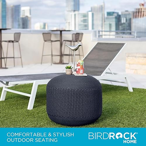 Miniatura 48 de BIRDROCK HOME Puf otomano cuadrado | Taburete de algodón trenzado con relleno de puf | Reposapiés bohemio para sala de estar, dormitorio, asiento