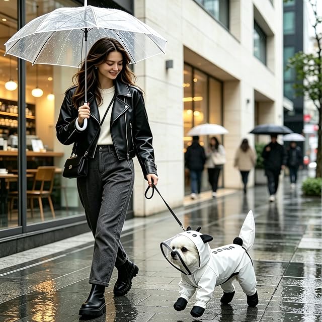 Foto 2 de 6 de PETCUTE Chubasquero para Perros con Capucha,Ajustable Impermeables para Perros con Banda Reflectante,Cuatro…