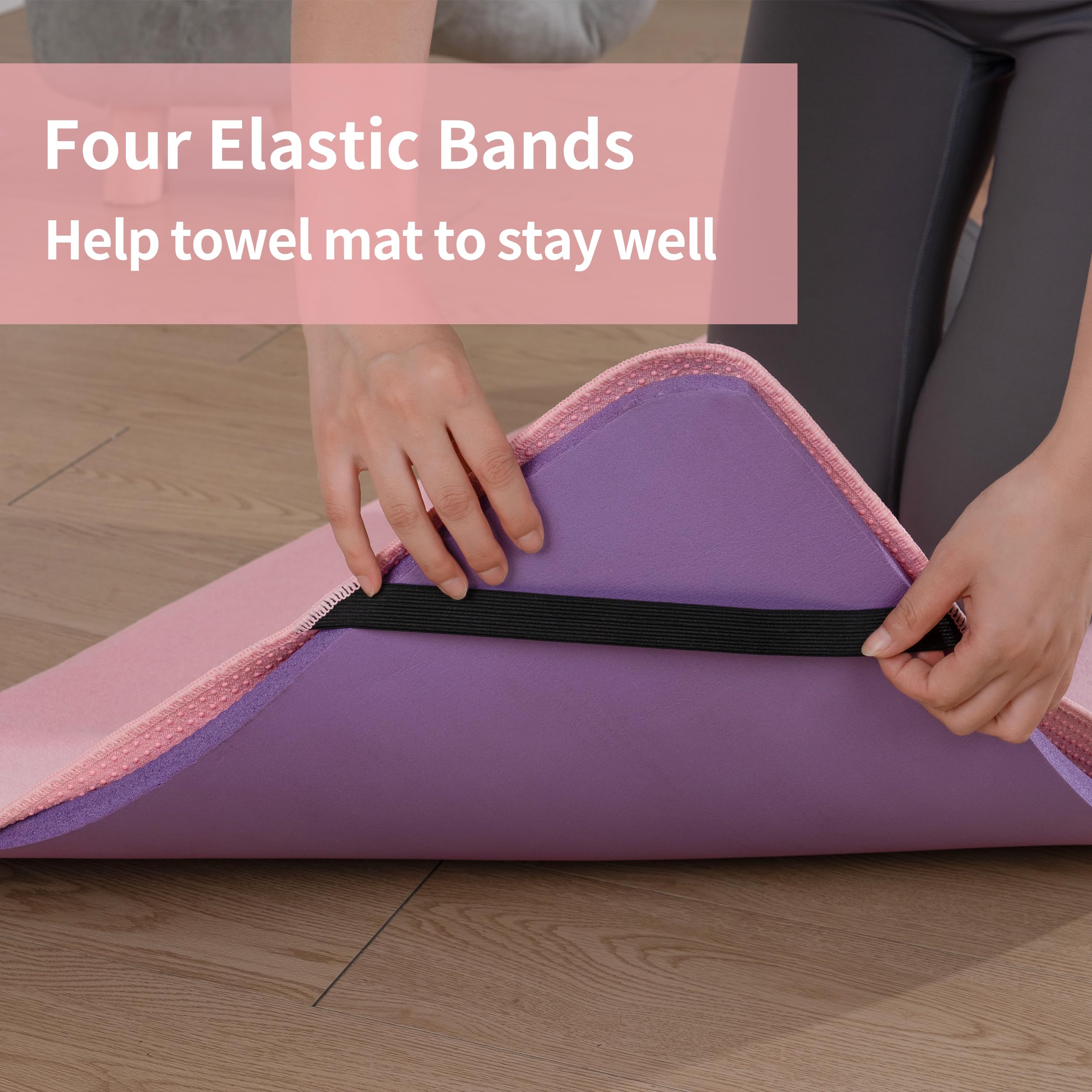 MICROFI Nueva toalla de microfibra para yoga caliente, 24 x 72 pulgadas, con agarre de silicona antideslizante, correas elásticas de ajuste seguro