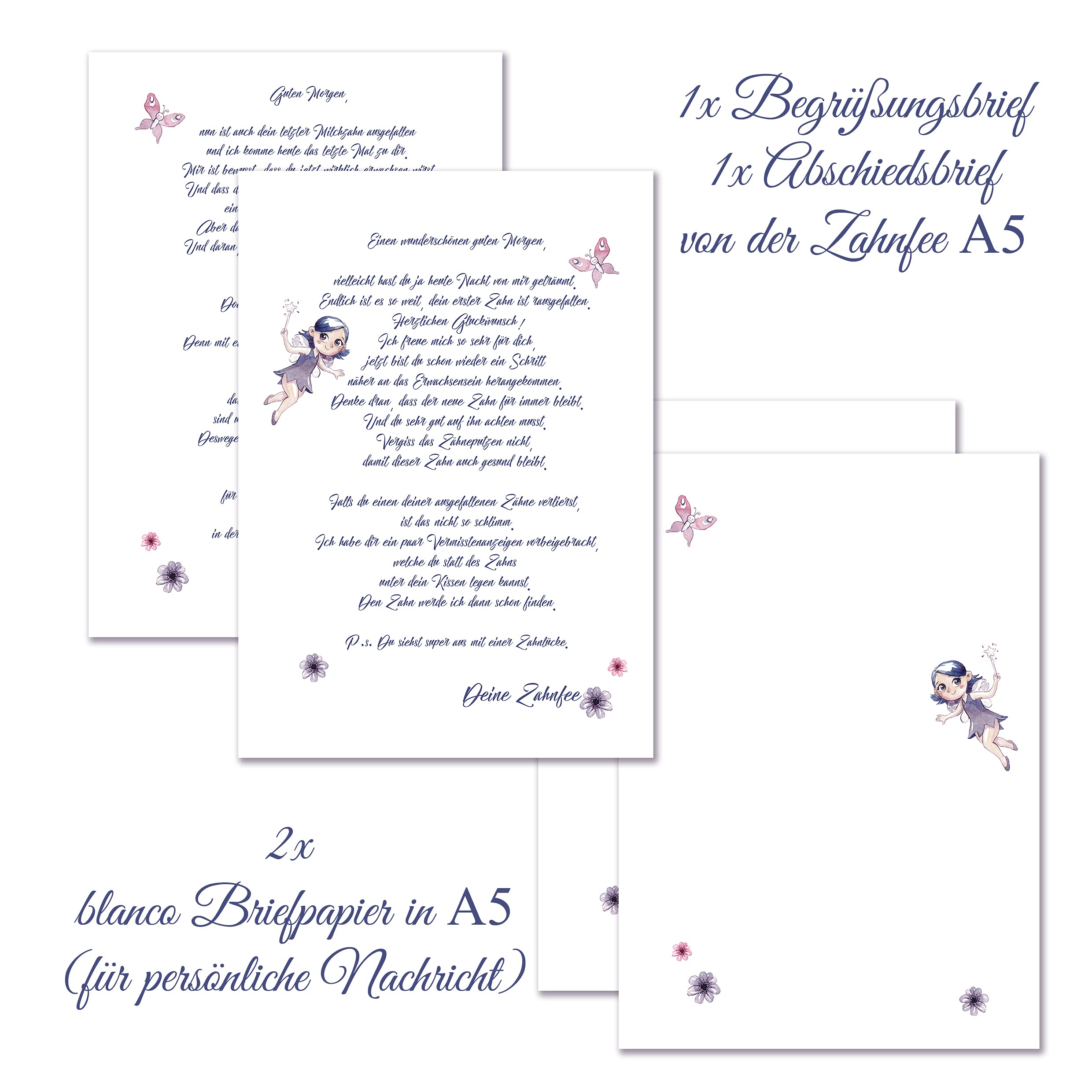 Klasse Zahnfee Certificate Certificate 20 Certificates 20 Envelopes 2 Letters from the Zahnfee 3 Missing Indicators 2 Sheets in Tooth Fairy Design for Labelling Teeth Reminder Wobble Teeth Girls - Image 3