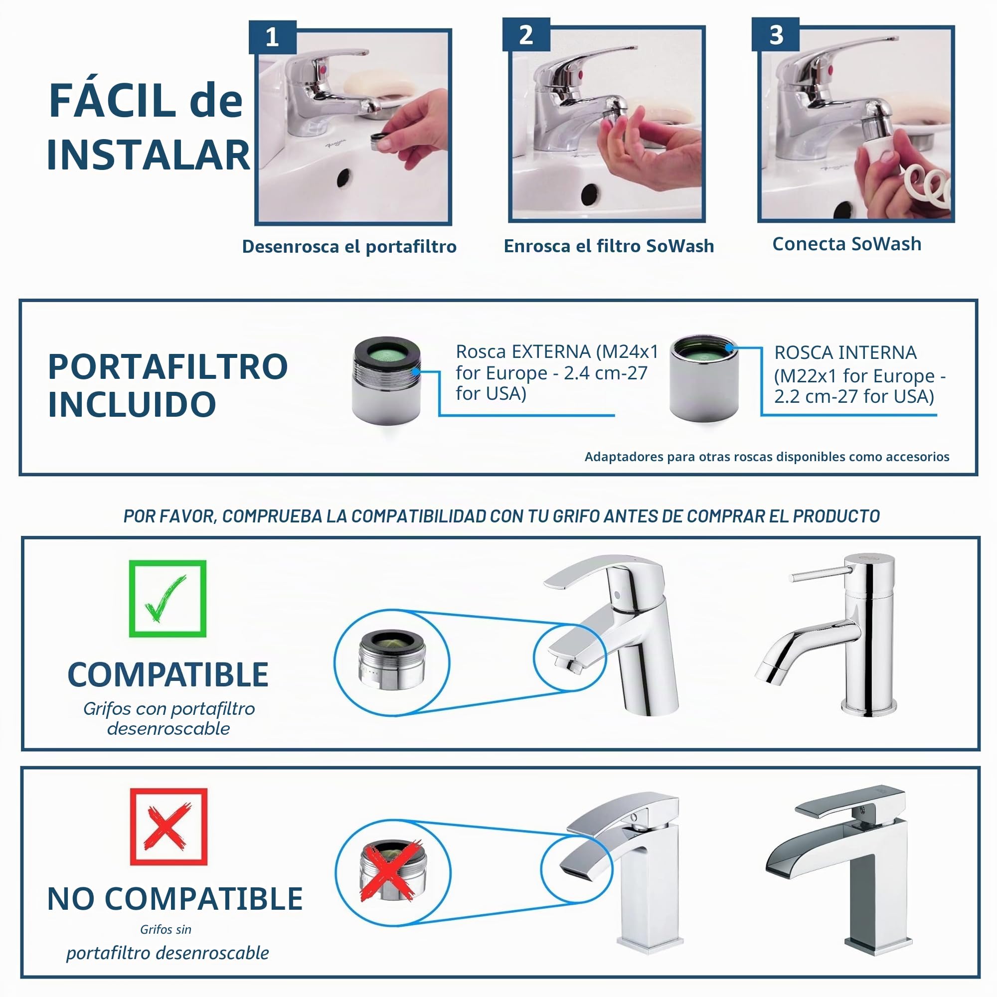 Irrigador Dental SOWASH VORTICE, Se Conecta al Grifo, Irrigador Bucal Sin Baterías y sin Electricidad, Cabezal Vórtice con Chorro Pulsante Convergente Triple (Pat. Internac.), Producto Italiano
