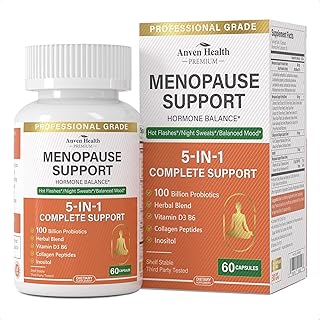 Menopause Supplements for Women, Vitamin D3 & B6, Menopause Relief Probiotics Supports Hot Flashes, Night Sweats, Bloating & Gut Health with Black Cohosh, Herbs, Collagen | 60 Veggie Caps