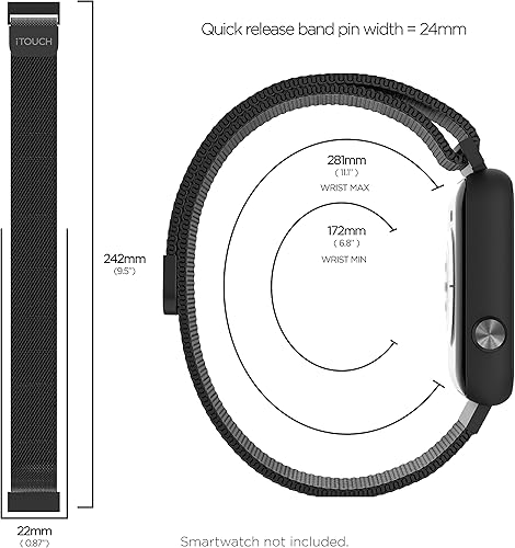 Miniatura 6 de iTouch 24mm Quick Release Watch Bands  Compatible AIR 3 (44mm) and AIR 4 (41mm & 46mm)  Not for AIR 3 (40mm), SPORT 3 or SPORT 4 Fits Watches with