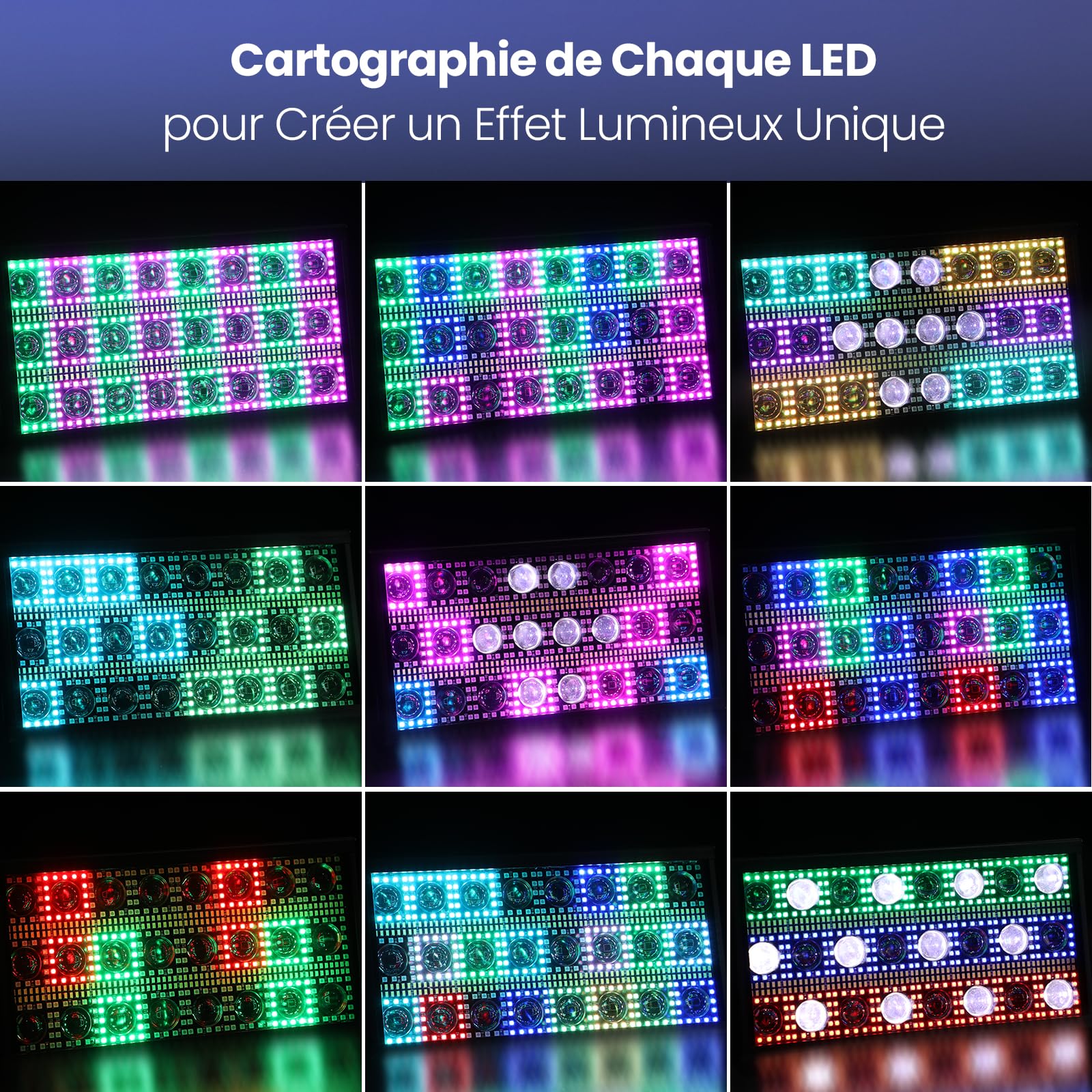 Betopper 300W Lumière Stroboscope LED Matricielle Beam Dynamique RGBW 1P | 4-en-1 RGBW Mappage de Pixels Jeu de Lumiere 5 Modes de Controle Intense Strobe Lumières de Scène pour DJ Bar Fête