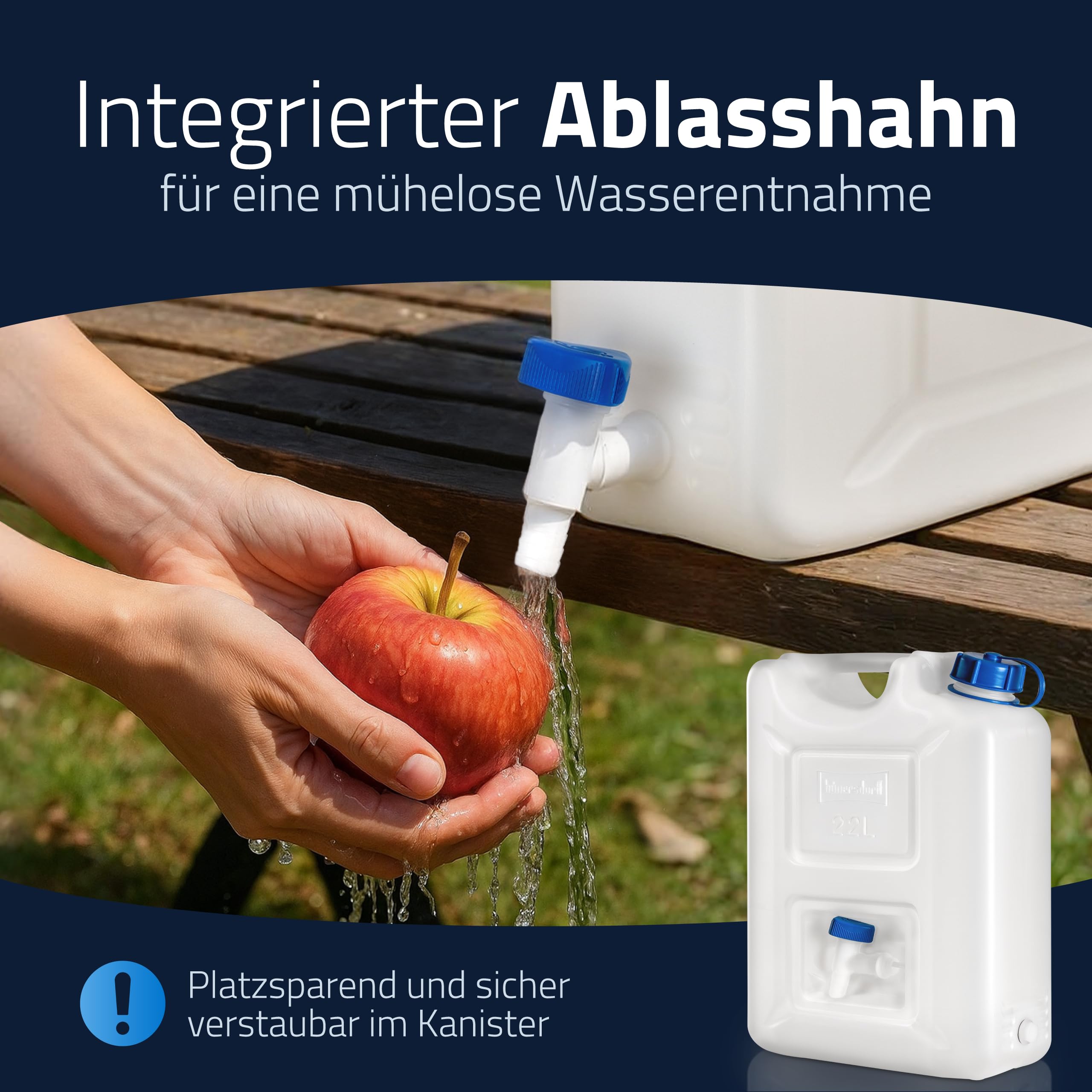 Hünersdorff Tanica Acqua Profi da 22 Litri, HD-PE Colore Naturale, con Protezione UV