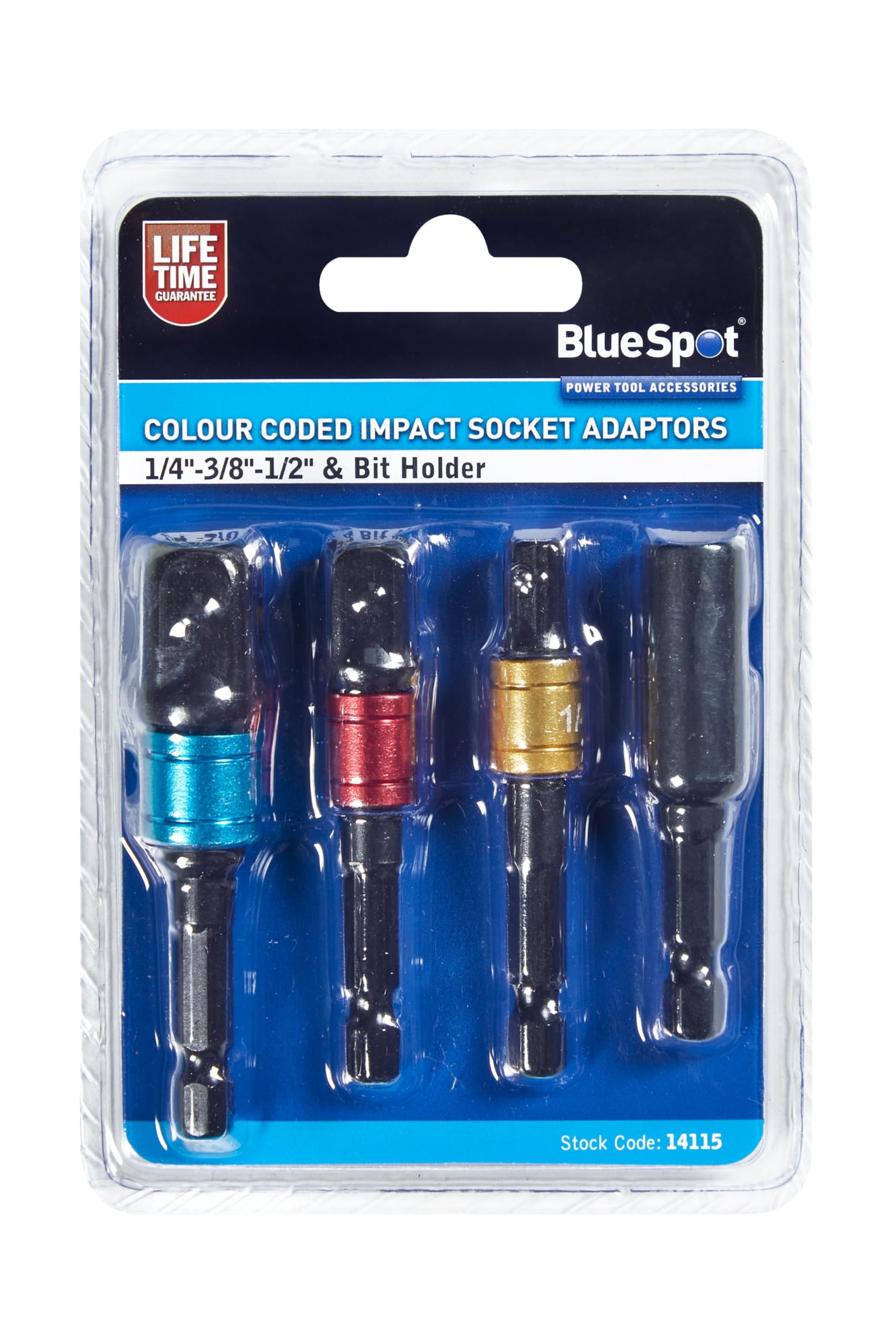 BlueSpot Colour Coded Impact Socket Convertor Reducer Adapter Bit Holder Set