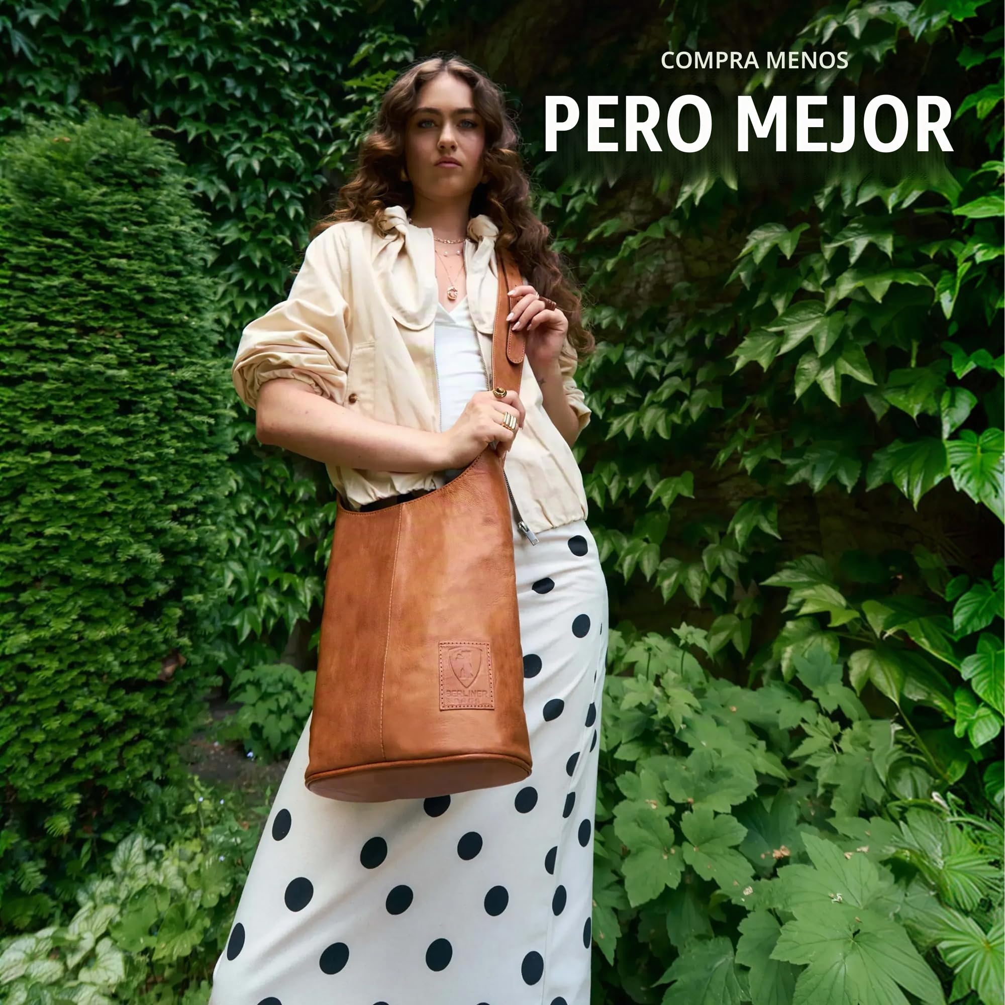Berliner Bags Emilia Bolso Bandolera Mujer Piel Auténtica Mediano Vintage