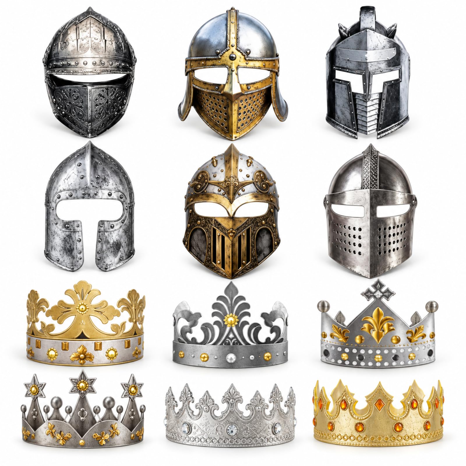 Buuraqq 12Pcs Knight Helmet Set, Knight Costume Accessory for Themed Party